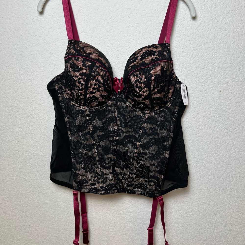 Adore Me Black Lace Bustier Corset Top NWT Size 42C - Picture 2 of 6